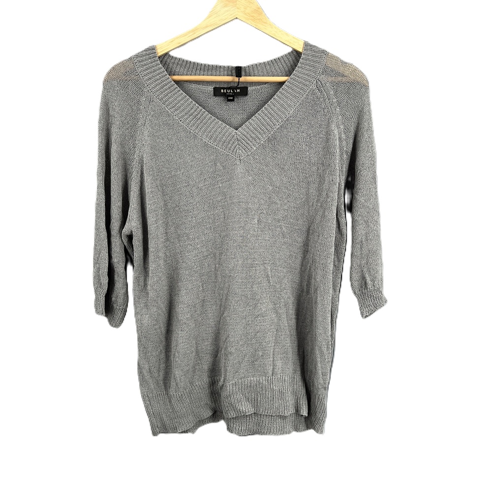 Beulah Sweater Gray Lightweight Three-Quarter Sleeve Pullover One‎ Size New